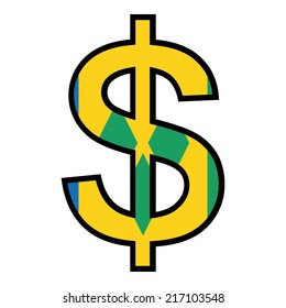 Black dollar sign isolated on white - Saint Vincent and the Grenadines
