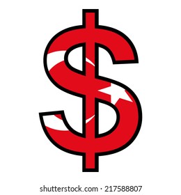 Black dollar sign isolated on white with flag inside - Turkey