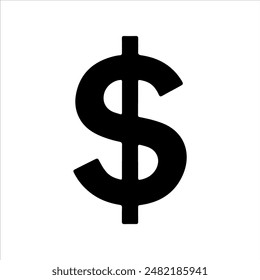 Black dollar sign vector silhouette isolated on white background. Dollar sign icon illustration design.