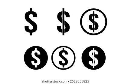 Black dollar sign vector silhouette isolated on white background. Dollar sign icon illustration design.