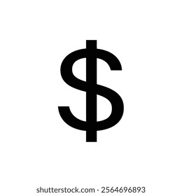 Black dollar sign vector silhouette isolated on white background. Dollar sign icon illustration design.