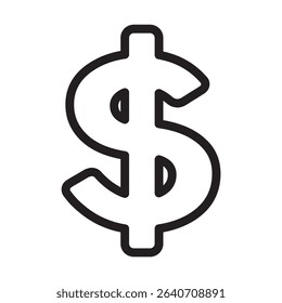 Black dollar sign vector silhouette isolated on white background. Dollar sign icon illustration design.