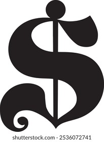 Un signo de dólar negro con un fondo blanco