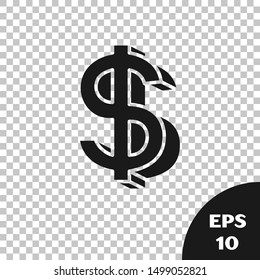 Black Dollar symbol icon isolated on transparent background. Cash and money, wealth, payment symbol. Casino gambling.  Vector Illustration