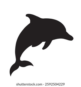 Black Dolphin Silhouette Vector Illustration