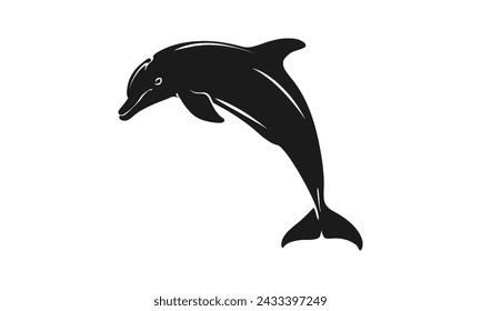 Black Dolphin silhouette Vector on a white background
