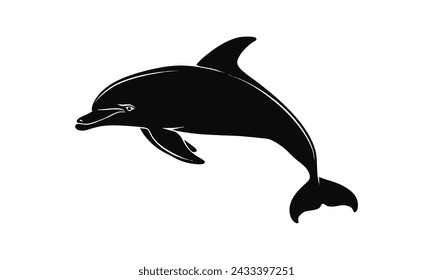 Black Dolphin silhouette Vector on a white background