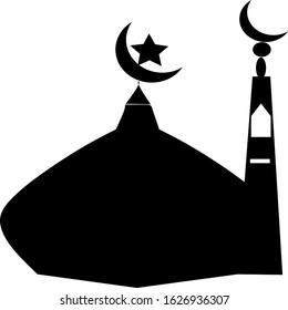 Black Dome of the mosque vector illustration on the white background. Mosque Icon Art. Islam minaret or mosque dome tower. Muslim Ramadan and Eid Al Fitr celebration.