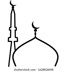 Black Dome of the mosque vector illustration on the white background. Mosque Icon Art. Islam minaret or mosque dome tower. Muslim Ramadan and Eid Al Fitr celebration.
