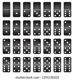 Black Dominoes Complete Set Vector Illustration Icon