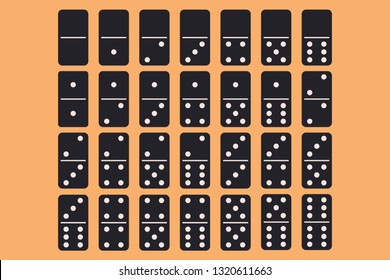 Black Dominoes Complete Set Vector Illustration Icon