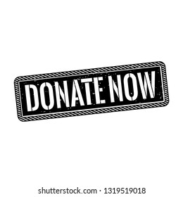 black donate now isolated square rubber stamp tag