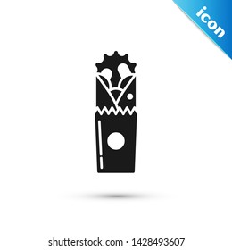 Black Doner kebab icon isolated on white background. Shawarma sign. Street fast food menu.  Vector Illustration