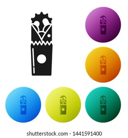 Black Doner kebab icon isolated on white background. Shawarma sign. Street fast food menu. Set icons colorful circle buttons. Vector Illustration