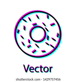 Black Donut with sweet glaze icon isolated on white background. Vector Illustration