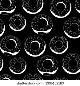 black donuts pattern food graphic seamless vector