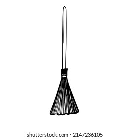 Schwarzdoodle-Besen. Handgezeichnete Gartenkunstillustration.