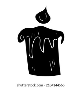 Schwarze Doodle-Kerze. Halloween-Vektorsymbol auf weißem Hintergrund.