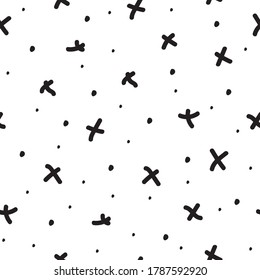 ilustrador vectorial abstracto de la cruz de doodle negro de diseño de fondo de patrón sin fin.