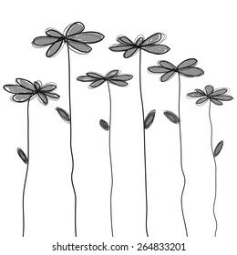 black doodle flower vector
