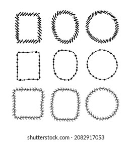 Black doodle frames. Vector frame design for web and print, planners, stickers, lettering. 