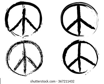 black doodle grunge peace sign
