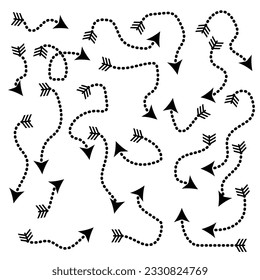 Black Doodle Hand Drawn Arrows Set on White Background. Arrow, Cursor Icon. Vector Pointers Collection. Back, Next Web Page Sign.