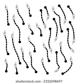 Black Doodle Hand Drawn Arrows Set on White Background. Arrow, Cursor Icon. Vector Pointers Collection. Back, Next Web Page Sign.