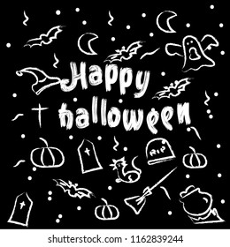 black doodle happy hallowen