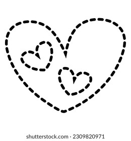 Corazón de garabato negro. Icono de signo de amor de grito. Plantilla para camiseta, tarjeta, invitación. 