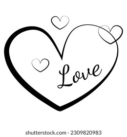 Black doodle heart. Scribble love sign icon. Template for t-shirt, card, invitation. 