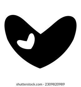 Corazón de garabato negro. Icono de signo de amor de grito. Plantilla para camiseta, tarjeta, invitación. 