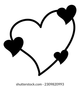 Black doodle heart. Scribble love sign icon. Template for t-shirt, card, invitation. 