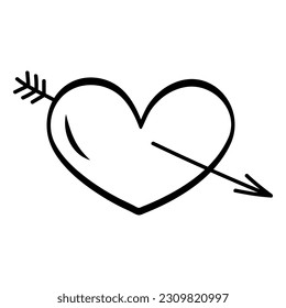 Black doodle heart. Scribble love sign icon. Template for t-shirt, card, invitation. 