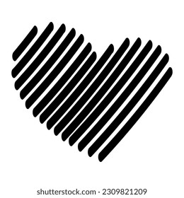 Black doodle heart. Scribble love sign icon. Template for t-shirt, card, invitation. 