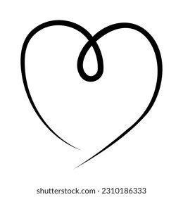 Black doodle heart. Scribble love sign icon. Template for t-shirt, card, invitation. 