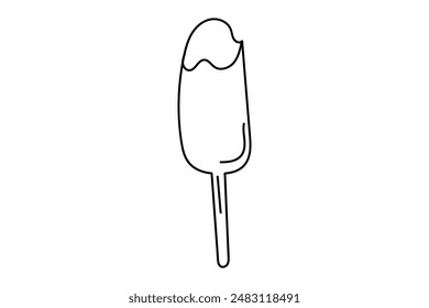 Black Doodle Ice Cream popsicle on stick. Vector illustration for cards, business, banners, textile, wallpaper, wrapping	