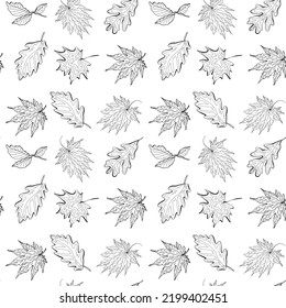 Schwarze Doodle Blätter nahtlose Muster für Umhüllungspapier, Textil, Gewebe, Tapeten, Druck
