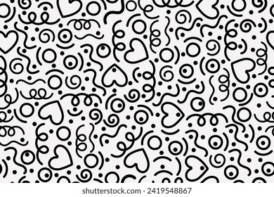 black doodle pattern, minimalist background design, childish, trendy design, wrapping, wall paper, fabric, etc.