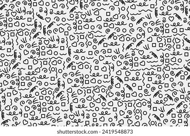 black doodle pattern, minimalist background design, childish, trendy design, wrapping, wall paper, fabric, etc.
