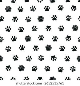 Black doodle paw prints pattern