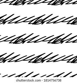 Black doodle seamless pattern on white background. Doodle pencil or pen for your design