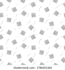 black doodle square abstract vector illustrator Seamless pattern background design wallpaper.