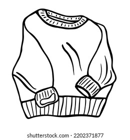 Black doodle of a sweater. Hand-drawn sweater illustration.