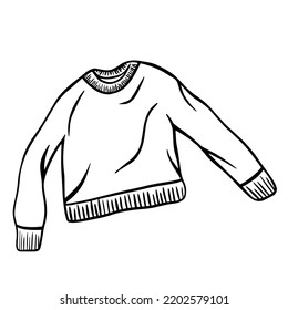 Black doodle of a sweater. Hand-drawn sweater illustration.