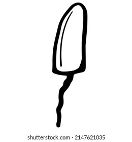 Black Doodle Of Tampon. Hand-drawn Bathroom Accessories Illustration. Tampon Line Art Illustration