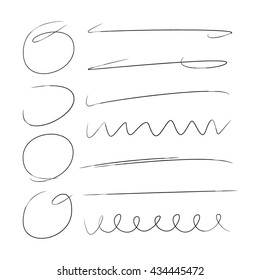 black doodle underlines and circle highlighters