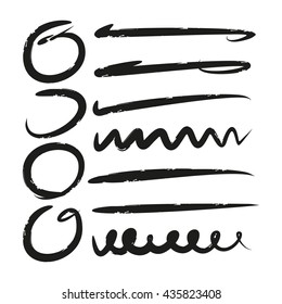 black doodle underlines and circle highlighters