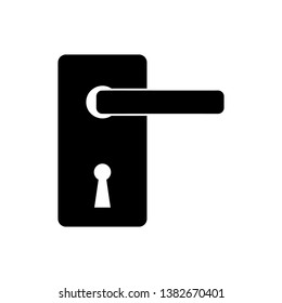 Black Door handle icon isolated. Door lock sign. Vector Illustration