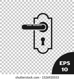 Black Door handle icon isolated on transparent background. Door lock sign.  Vector Illustration